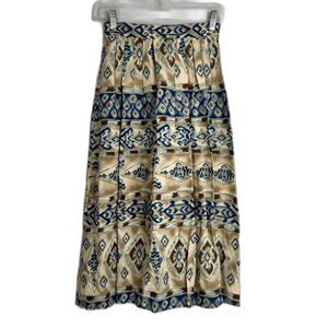 Petite Sophisticates Aztec Southwestern Pleat Waist Midi Skirt USA Made Sz SM